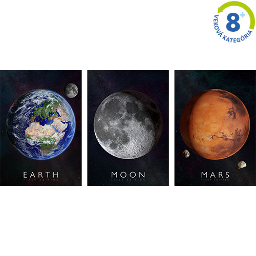 Plagáty Zem, Mesiac a Mars pre rozšírenú realitu 