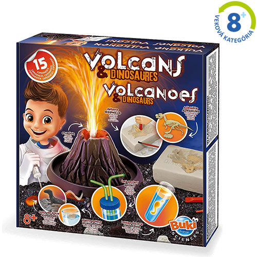 Vulkán a vykopávka dinosaura
